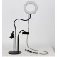 RING LIGHT LS-160-7 6.0" WITH MICROPHONES AND PHONE HOLDER 3 COLOR LIGHT ADJUSTMENT BLACK RING LIGHT LS-160-7 6.0" WITH MICROPHONES AND PHONE HOLDER 3 COLOR LIGHT ADJUSTMENT BLACK